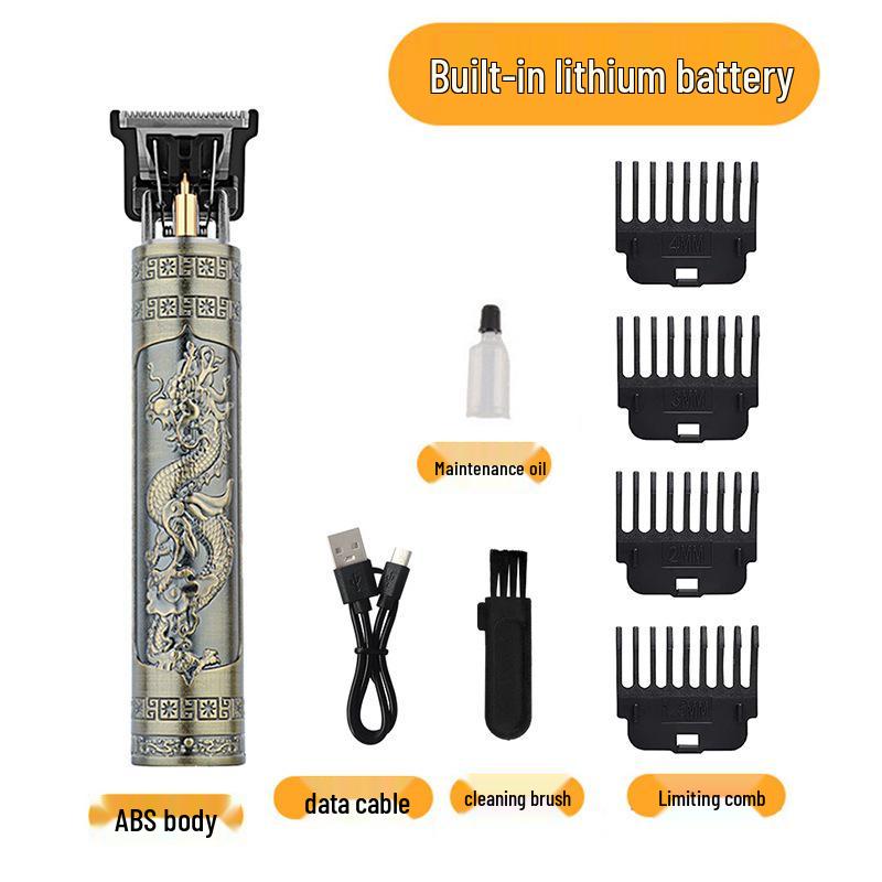 Electric Hair Clipper with Buddha Dragon Design - Retro Style Trimmer and Shaver