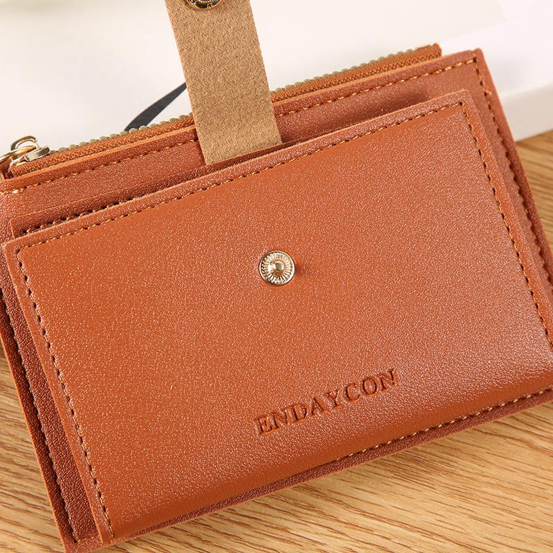 Ultradünne Damenledergeldbörse mit Kartenfächern und Reißverschluss – Große Kapazität, einfarbiges Design