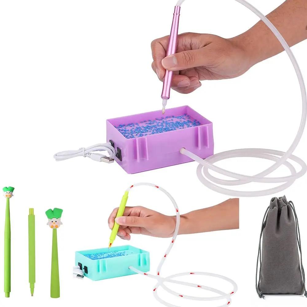 DIY Craft Electric Diamond Art Painting Pen Large Capacity Embroidery Vacuum with Storage Tray Diamond Painting Pen Kits Beading