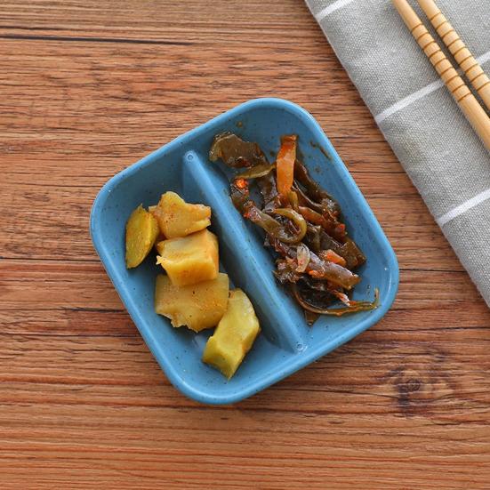 2Pcs Sauce Dish Double Grids Design Multipurpose Long Lifespan Small Dish Seasoning Soy Sauce Tableware