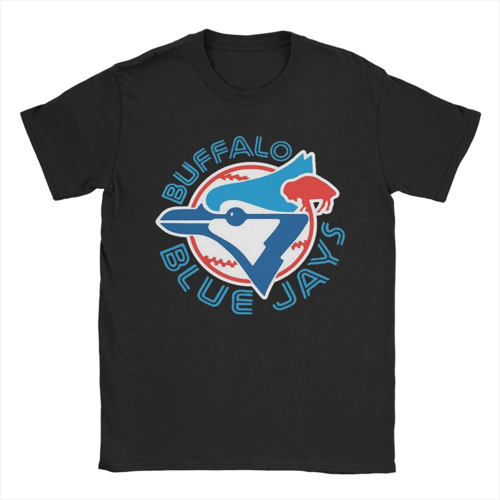 Vintage Buffalo BlueJaysBird T Shirts for Unisex Pure Cotton Vintage TShirt Round Collar Tee Shirt Short Sleeve Clothing Gift