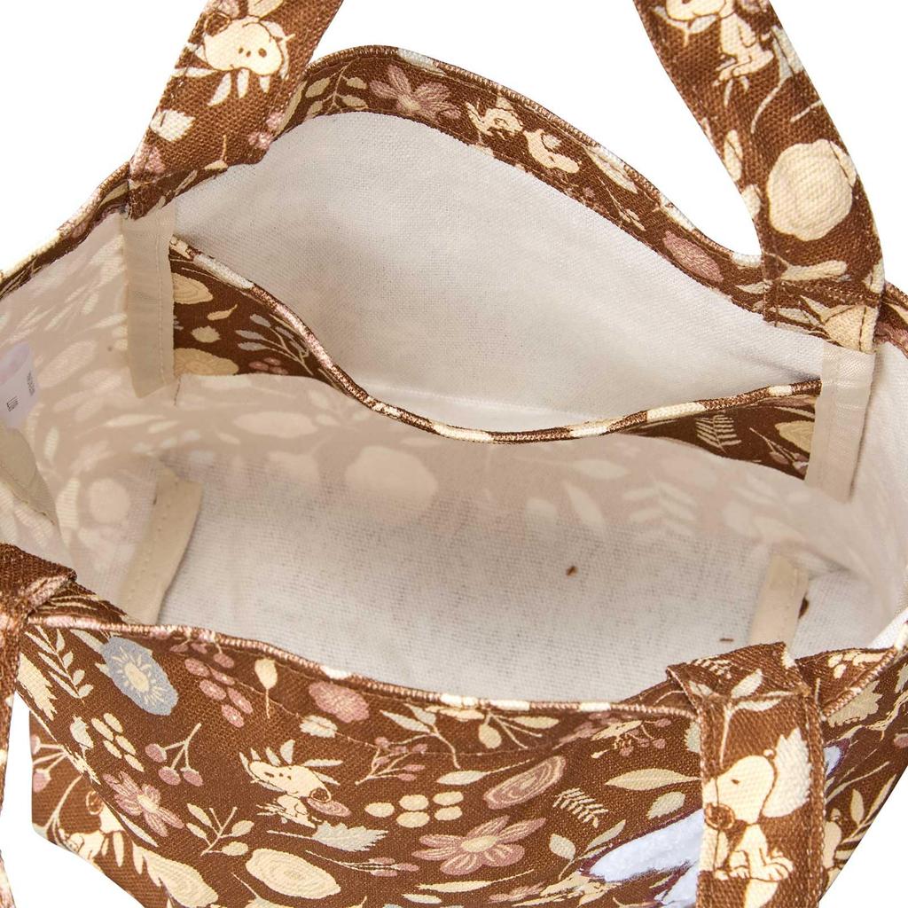 Hapitas Snoopy Canvas Mini Tote Bag 6077 Brown Flower Garden PN145.