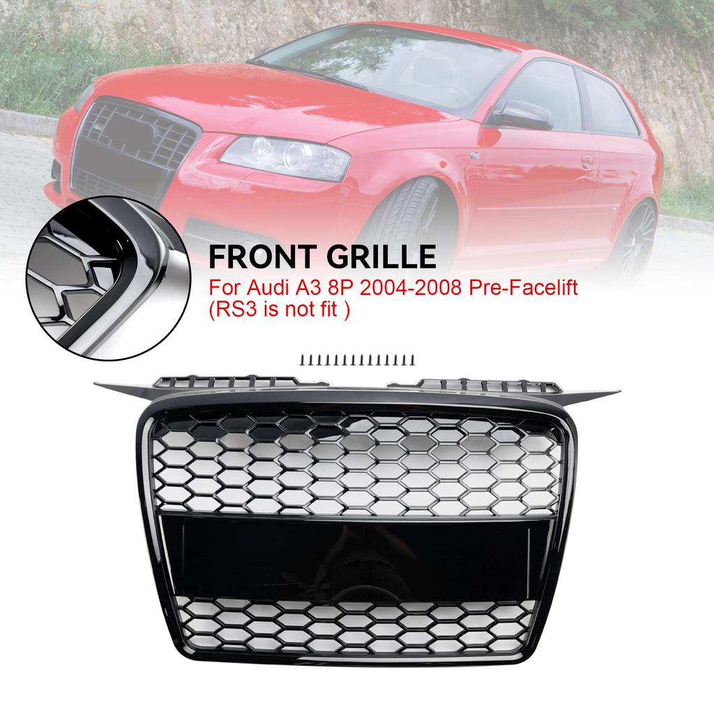 RS3 Style Front Bumper Grill Grille Fit A3 8P 2004-2008 8P4853651A