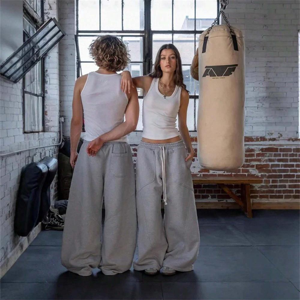 Uomo Strada Hip-hop Goth Harajuku Moda Versatili Pantaloni Dritti a Gamba Larga Uomo Retro Americano Y2K Casual Larghi Pantaloni Donna
