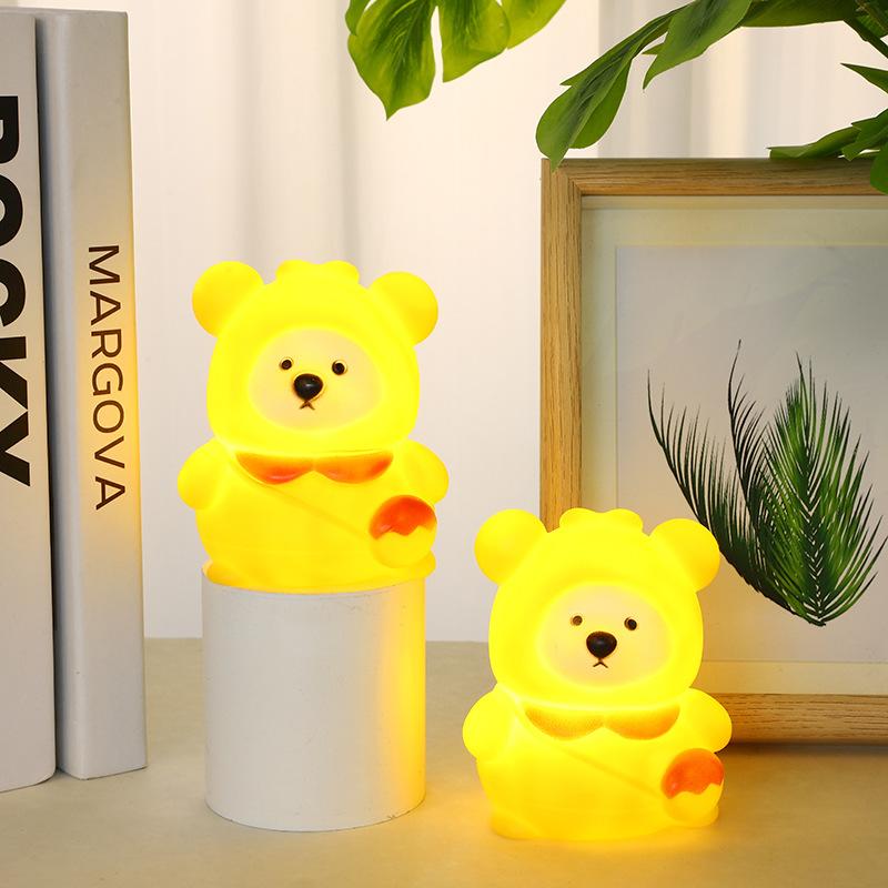 Niedliche Bären-Nachtlicht-Silikon-Kinderzimmer-Schlaflampe Touch Control Nachtlichter Tischdekoration für Baby-Kind