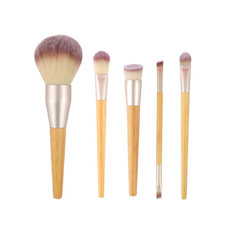 Bamboo Handle Makeup Brush Set: Includes Powder, Concealer, Foundation, Mask, and Eyeshadow Brushes