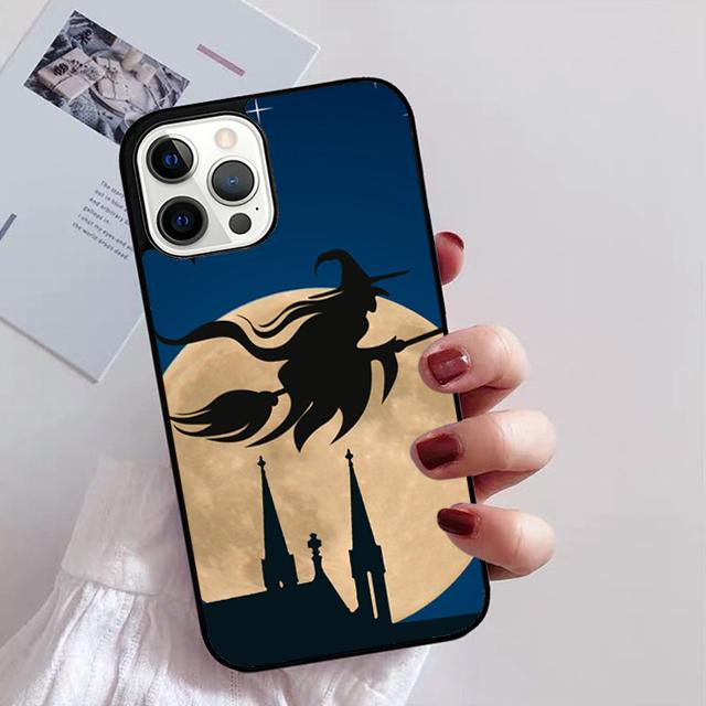 Halloween Moon Witch Horror Phone Case For iPhone 17 Air 16 15 14 13 12 11 Pro Max Plus Max Cover Shell Coque