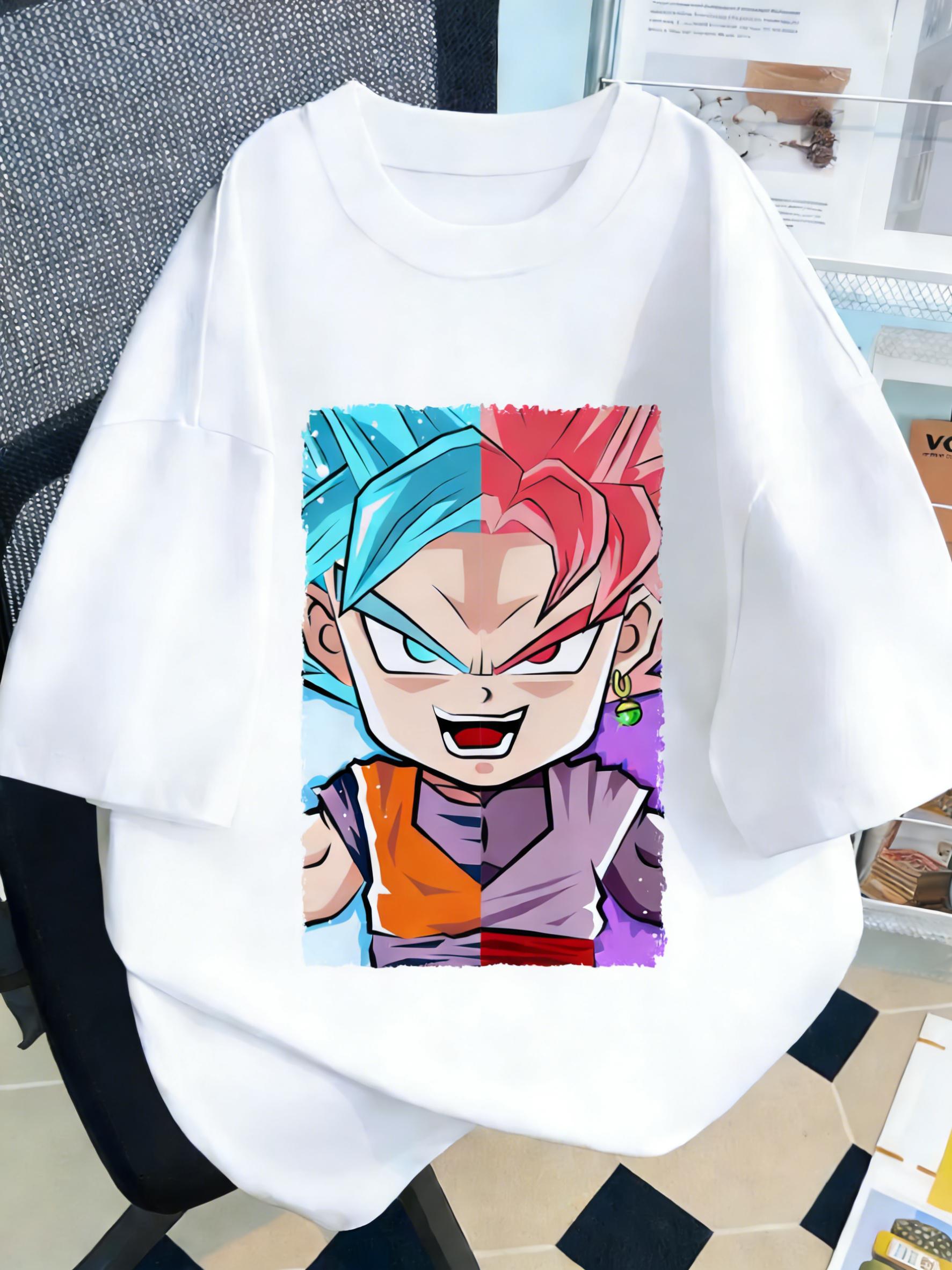 

White Plus Size Dragon Ball Anime Printed Summer Men Women Tshirt Casual Parent Child Tops Y2K Harajuku Style Fashion Cute S