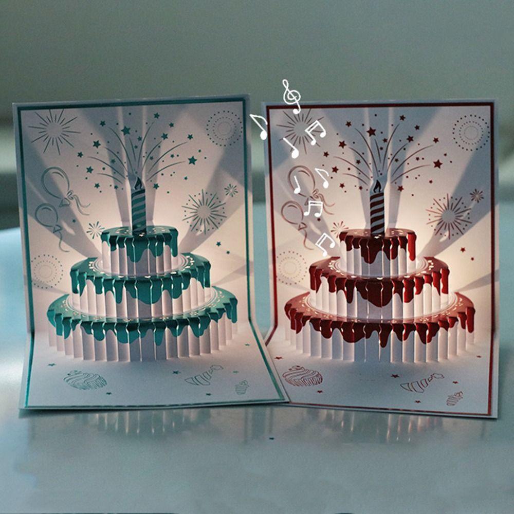 

Musical and Light 3D Popup Greeting Card Luxurious Foil Stamping Cards Birthday Gift срібний