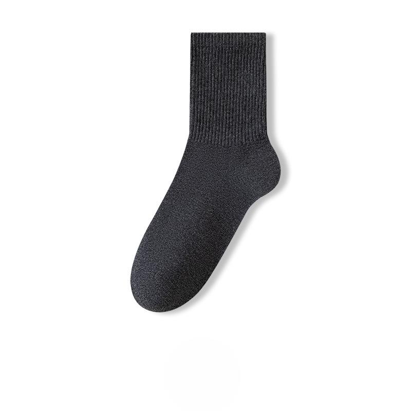 Male Spring and Autumn Pure Cotton Pure Color Antibacterial Sweat Absorbent Tube Cotton Socks