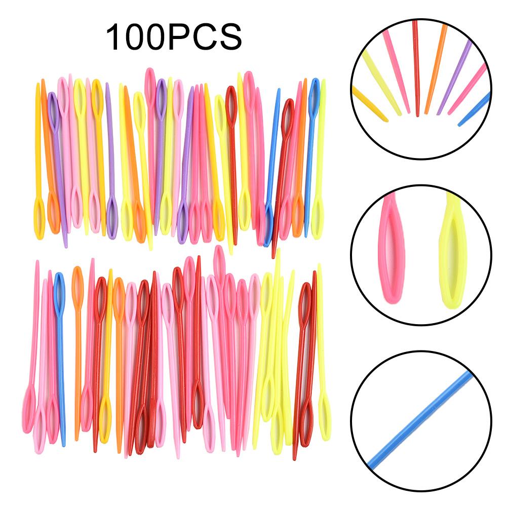 Thread Wool Sewing Needles Kids Large Eye Plastic Craft DIY Embroidery Tapestry Hand Sewing Needles Random Color