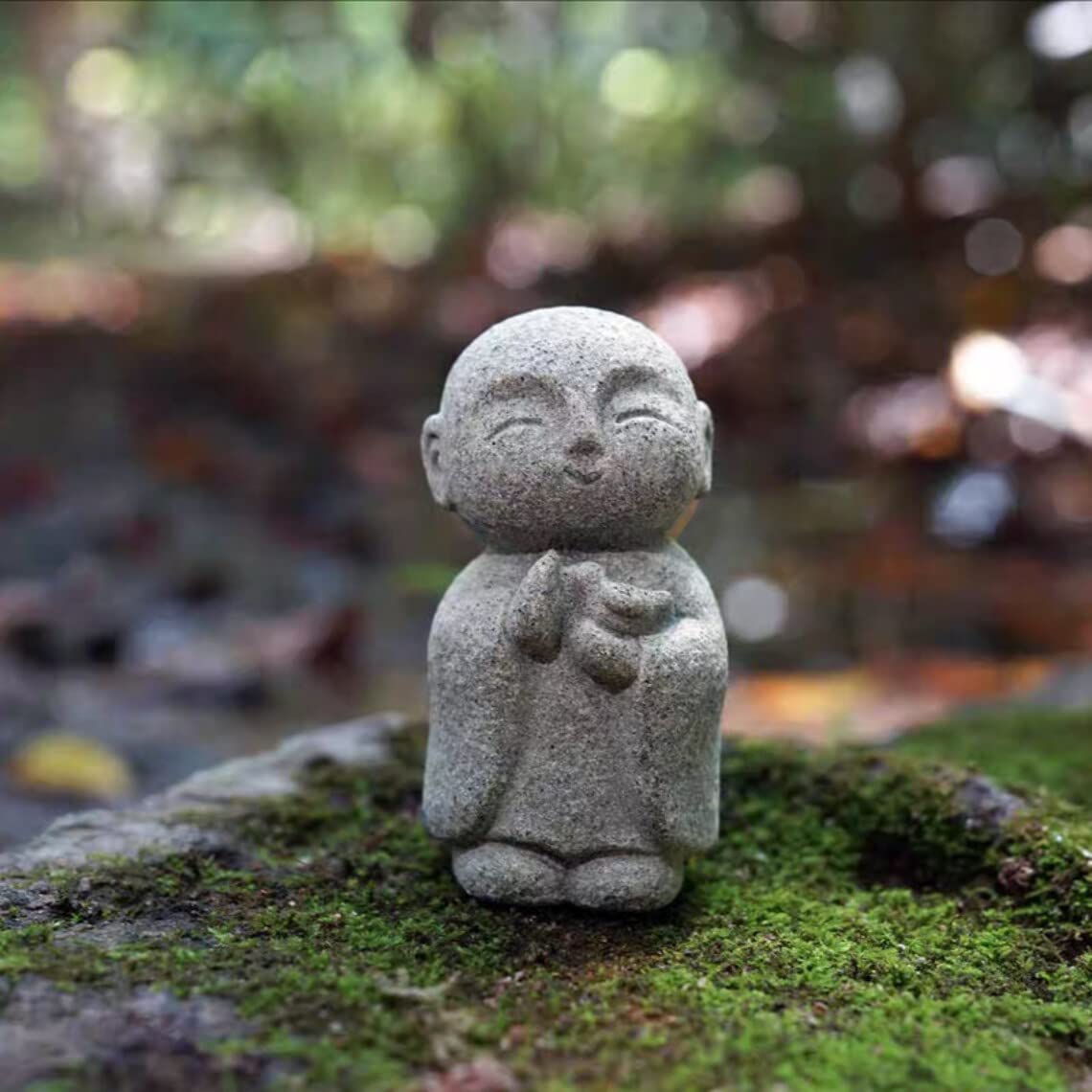 

RemeeHi Jizo Statue Set, a Soothing and Cute Small Figurine, a Jizo Guardian Deity, Made of Granite, Perfect for Wishing Happiness and Good Fortune,