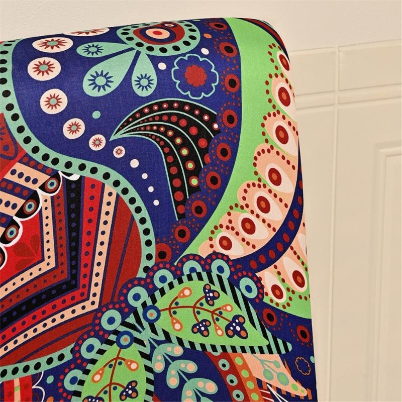 4 Pack Elastic Ethnic Pattern Dining Chair Covers Water Resistant Removable Washable Seat Protectors for Home Decors
