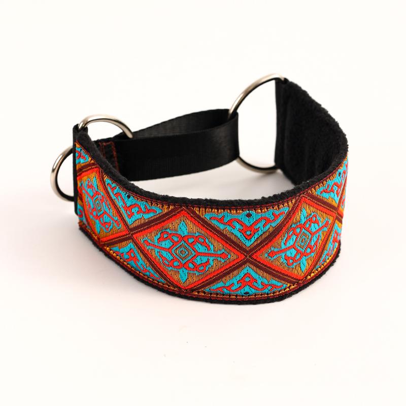 Comfortable Soft Cosy Elegant Whippet Italian Greyhound Martingale Collar Width5.5cm  Gold/silve/red/green