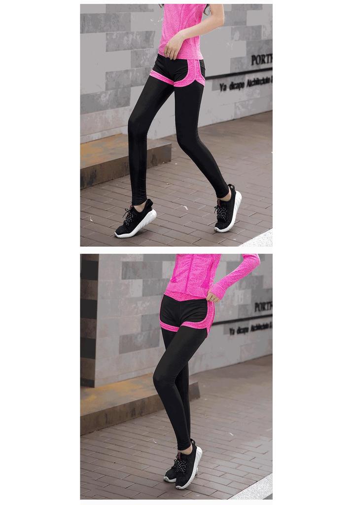 Women's Quick-Dry High-Waisted Fake Two-Piece Yoga Pants