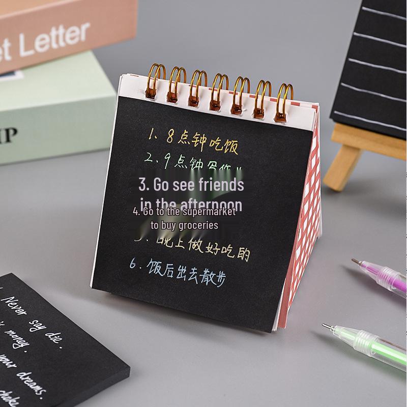 Creative Tearable Black Sticky Notes - Reusable Adhesive Memo Stickers for Students and Planners