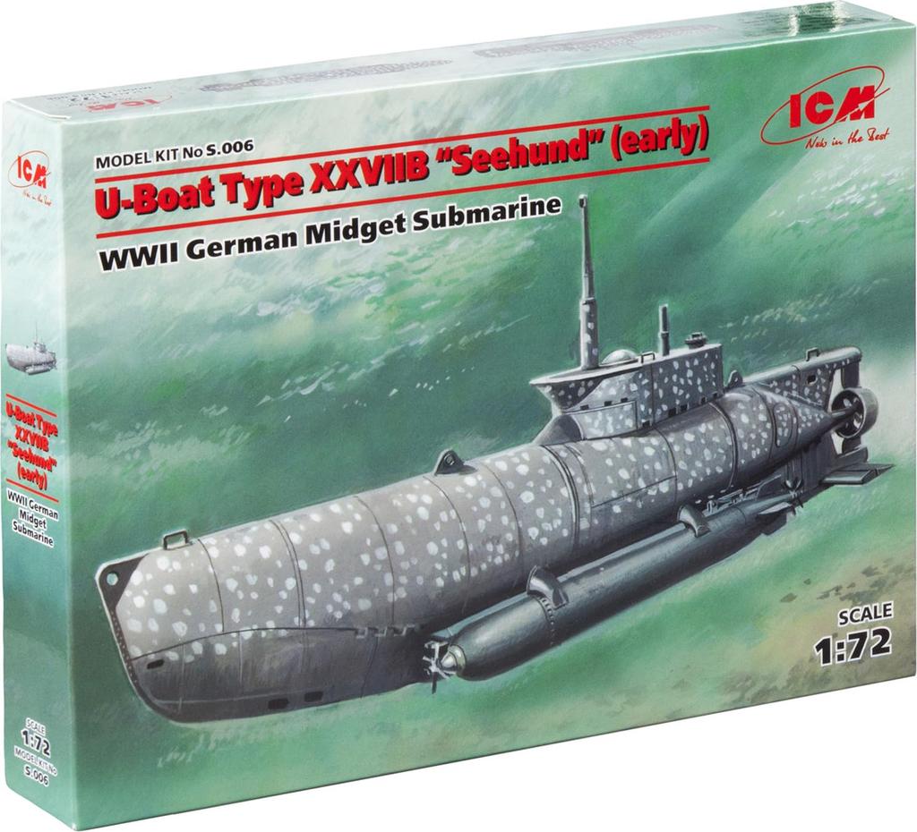 ICM 1/72 Scale German U-Boat XXVIIB Seehund Midget Submarine Early Model Plastic Model Kit S006