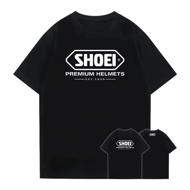 2026 Ein Schwarzes Rundhals-Kurzarm-T-Shirt Japanischer Klassiker Marquis Sommer Neuer Stil Motorrad-Rennhelm Passendes T-Shirt