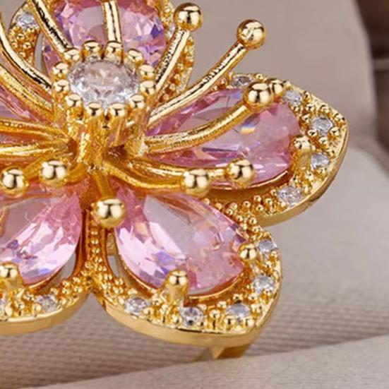 Damenring, glänzender Zirkonia, Blumenform, Fingerring, verstellbares Design, Ring, exquisite Verarbeitung, Schmuckstück