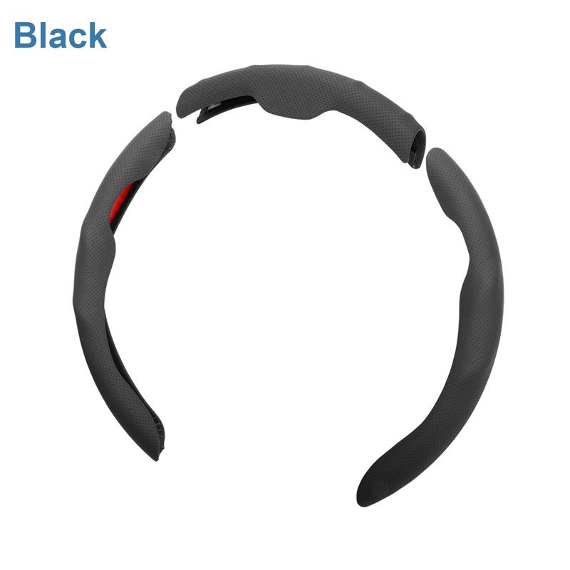 Nappa Leather Anti-Slip Steering Wheel Cover For Cars, With Sweat-Absorbing Buckle Comfortable Universal Steering Wheel Cover one size чёрный