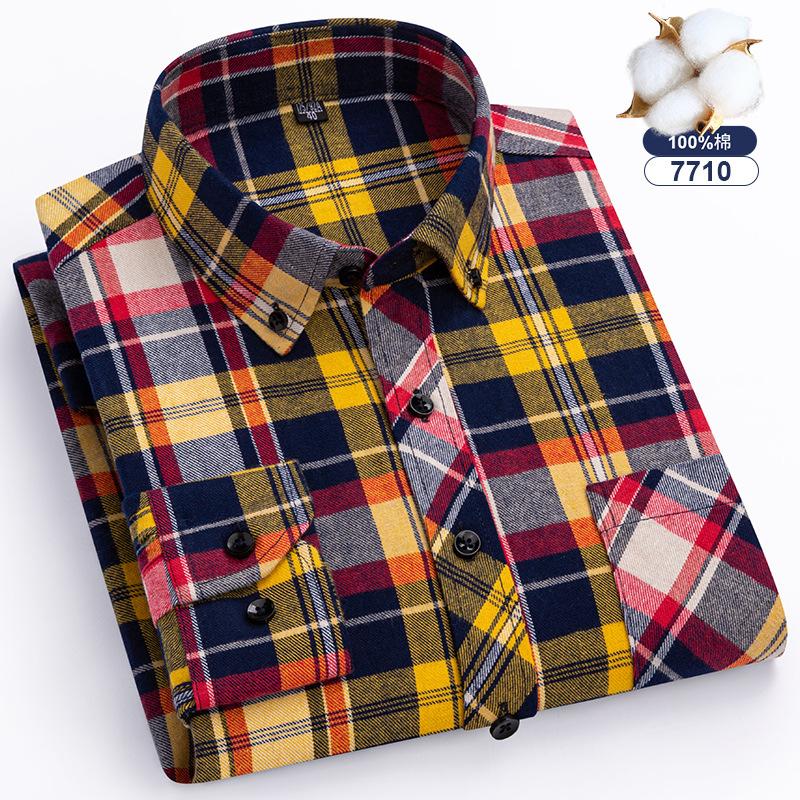 Plus Oversize 8xl Men's Flannel Shirts Men Long Sleeve Casual Comfortable Men's Plaid Shirt 100 Cotton Big Size Single Pocket