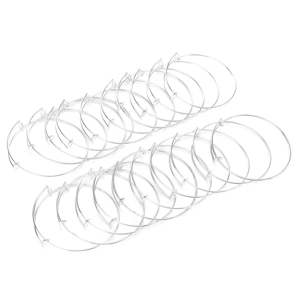 20PCS Stainless Steel AntiRust Expandable Bangle Adjustable DIY Handmade Silver Bracelet