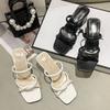 Cool Slippers Women's Summer Outer Wear New Fashion Versatile Thick Heel Retro Niche High Heel