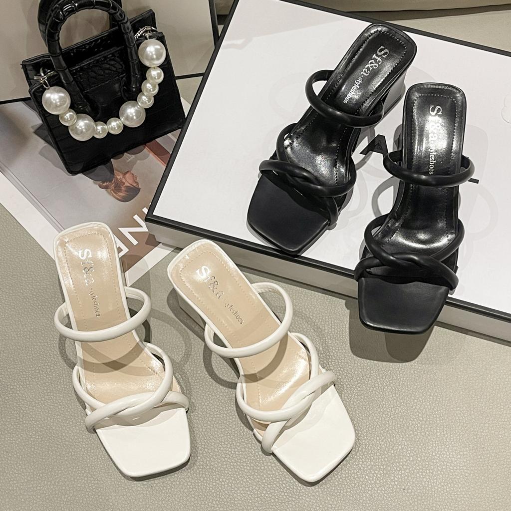 Cool Slippers Women's Summer Outer Wear New Fashion Versatile Thick Heel Retro Niche High Heel