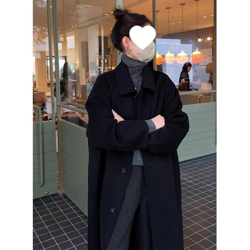 

Yellow Doll Collar Women s Wool Coat - 2025 Autumn/Winter Korean Style Mid-Length Outerwear Extra Large (XL)