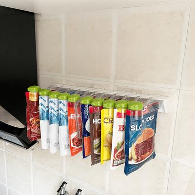 1pc Kitchen Wall Mounted Seasoning Rack No Punching Seasoning Bag Storage Rack Bagged