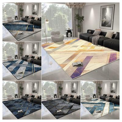 Stylový Moderní Geometrický Koberec - Silná Lehká Luxusní Dekorace Ložnice Protiskluzová Rohožka Snadné Čištění Podložka na Podlahu do Obývacího Pokoje Pratelná
