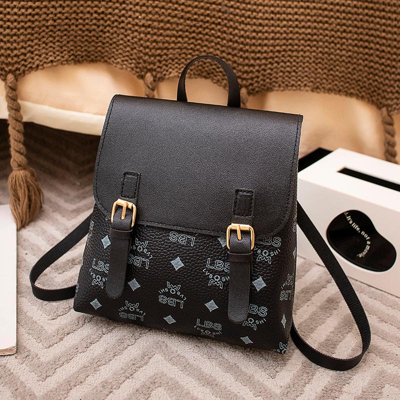 Printed retro backpack versatile fashion texture niche women's bag