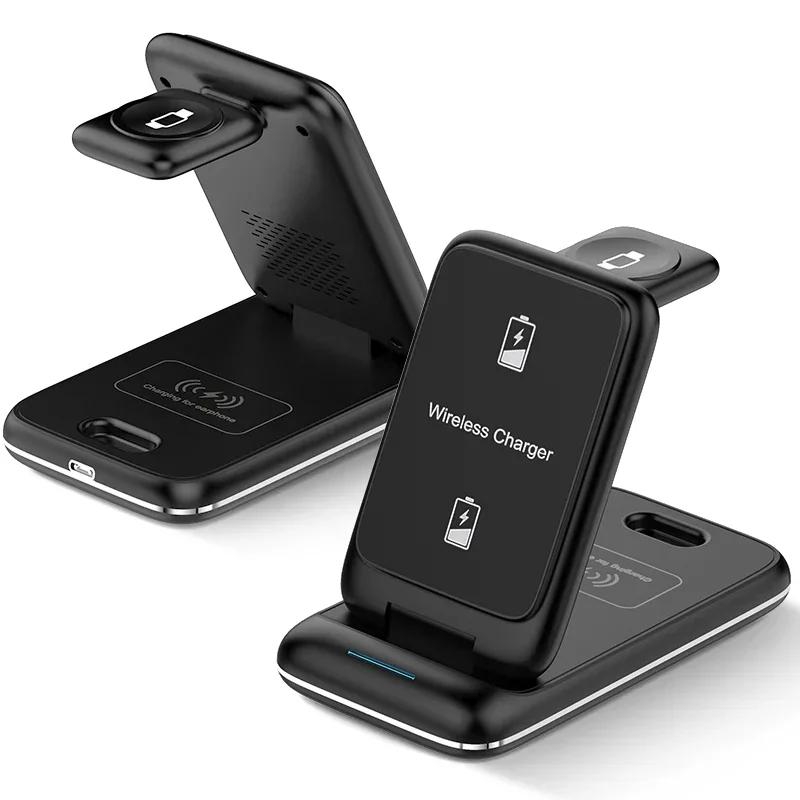 30W 3 in 1 Foldable Fast Wireless Charger Stand For iPhone 16 15 14 13 12 11  Watch 8 7 6 Airpods Pro Charging Dock Station