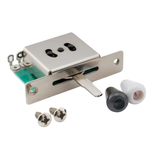 Musiclily 5-Way Metric Lever Switch for Strat/Telecaster Electric Guitars, Black and White Knobs