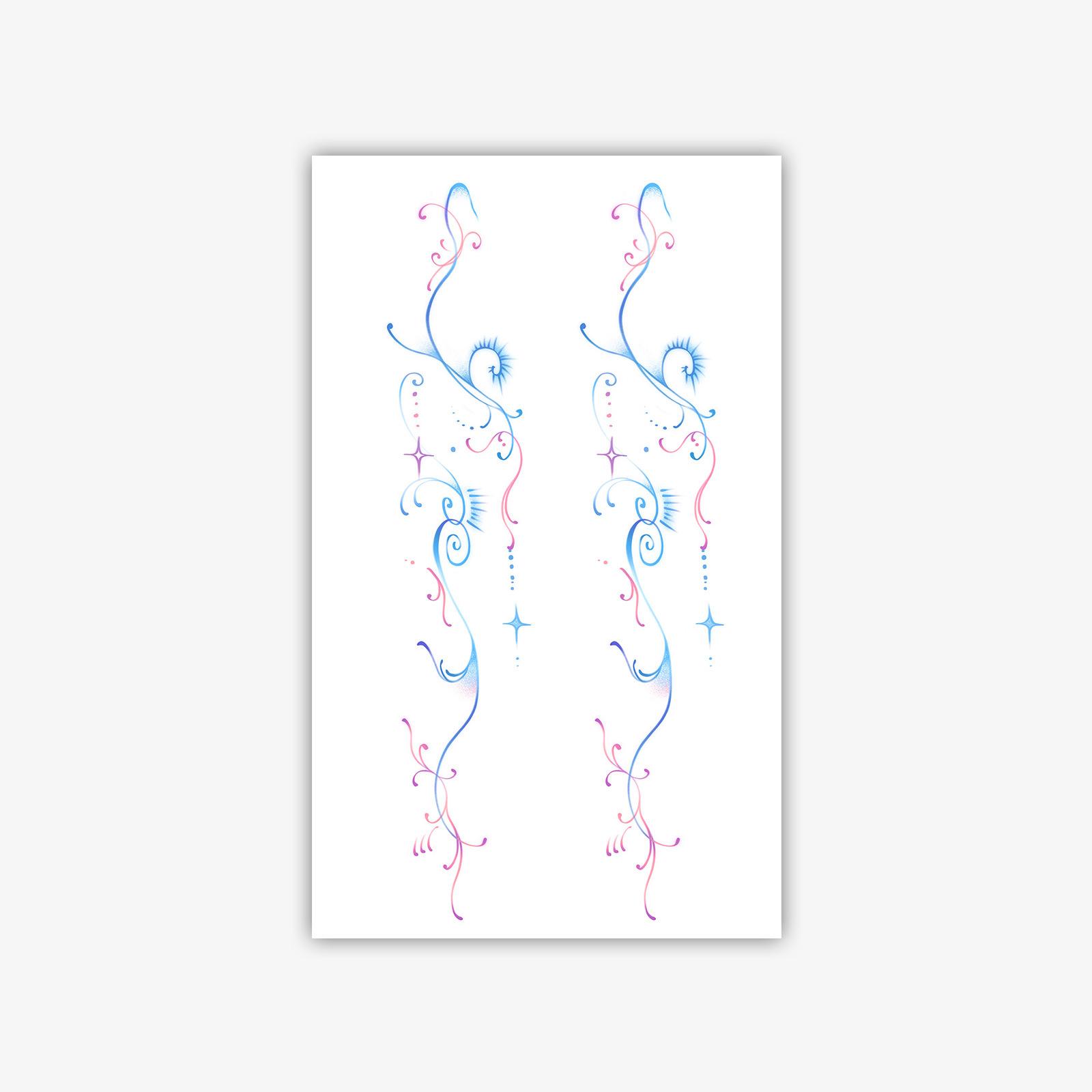 

Dopamine Color Wave Ribbon Line Tattoo Sticker 9*15
