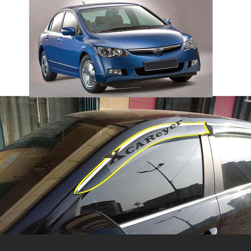 For Honda Civic Sedan 8th 2006 2007 2008 2009 2010 2011 Car Body Sticker Plastic Window Glass Wind Visor Rain/Sun Guard Vent