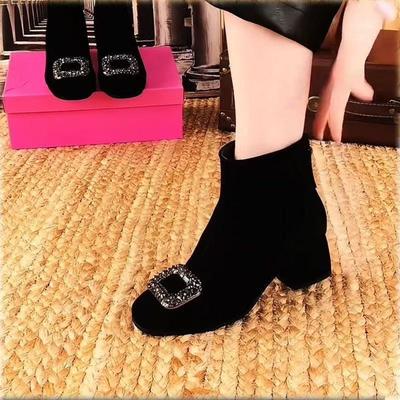 Neue Damenschuhe mit dicken Absätzen, Stiefeletten, elastischen Stiefeln und Blockabsätzen