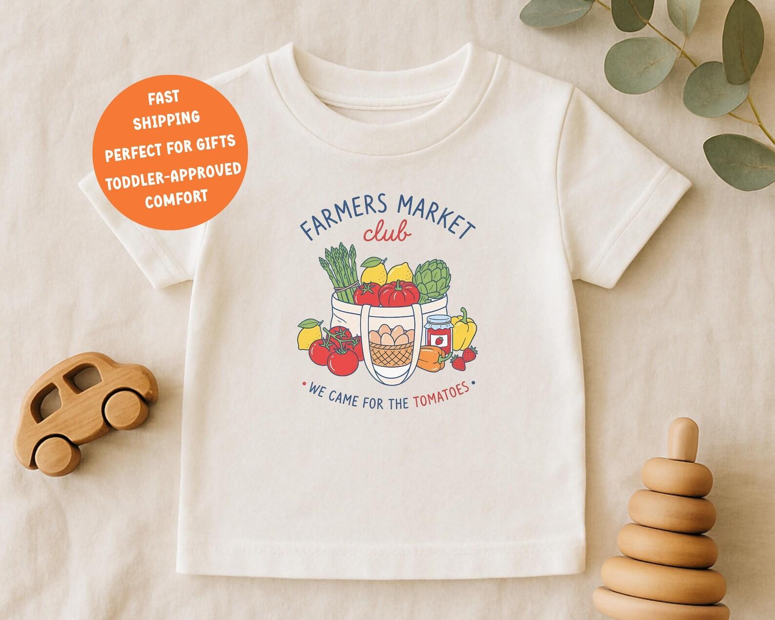 Farmers Market Toddler Shirt, Minimalistic Veggie Tee, Organic Market Outfit, Little Foodie Gift, Cute Kids Vegetable Shirt, Size 2T-5T 130