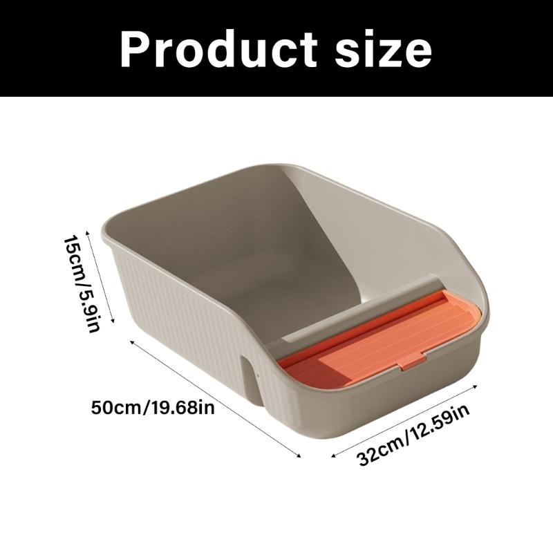 Cats Toilet with Litter Shovel Nonspill High Wall Smoothly Surfaces Litter Box for Kittens Use Easy Cleaning