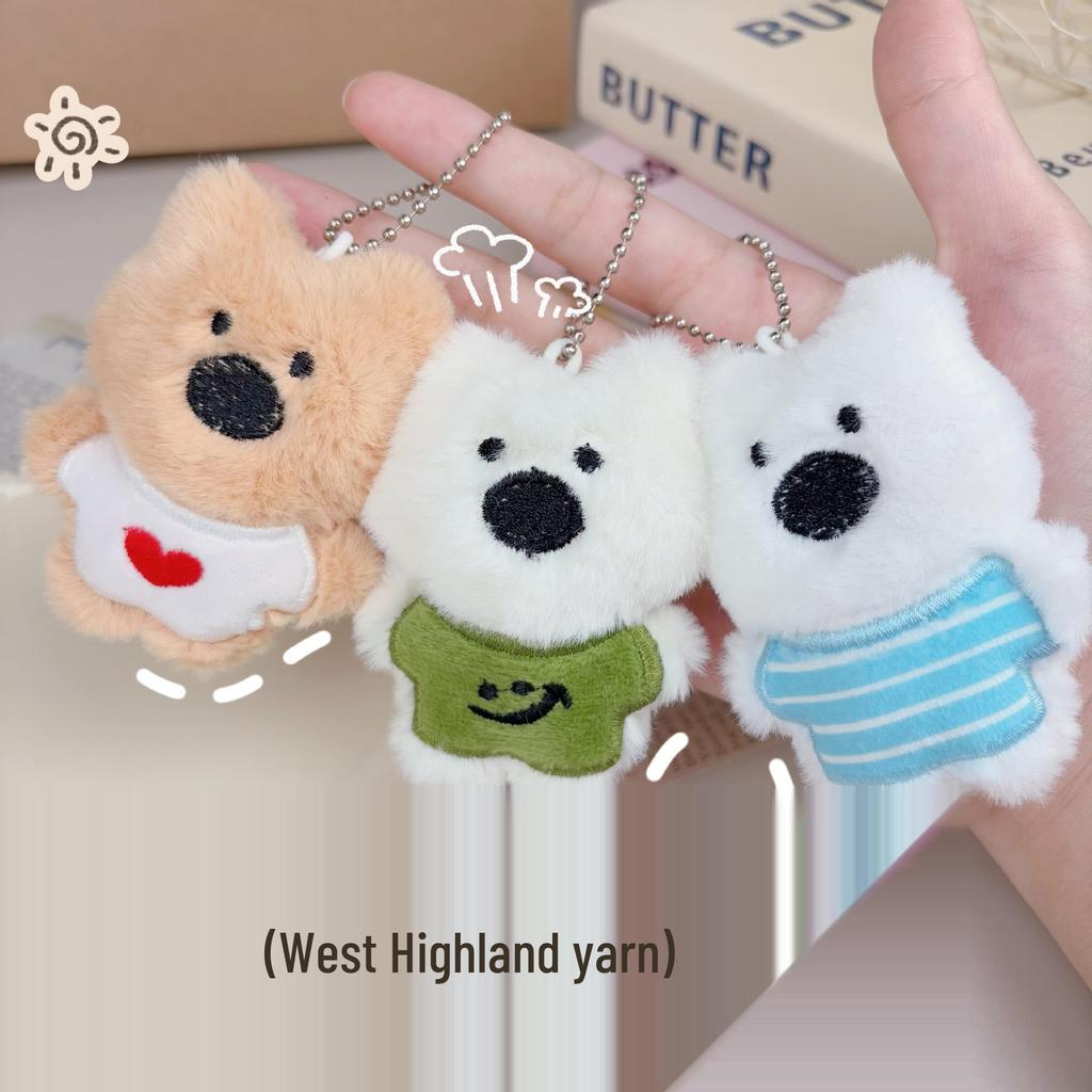 Three Series Cartoon West Highland Terrier Plush Keychain Backpack Ornament