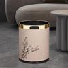 XuanYong Chinese Style Leather Wood Grain Trash Can