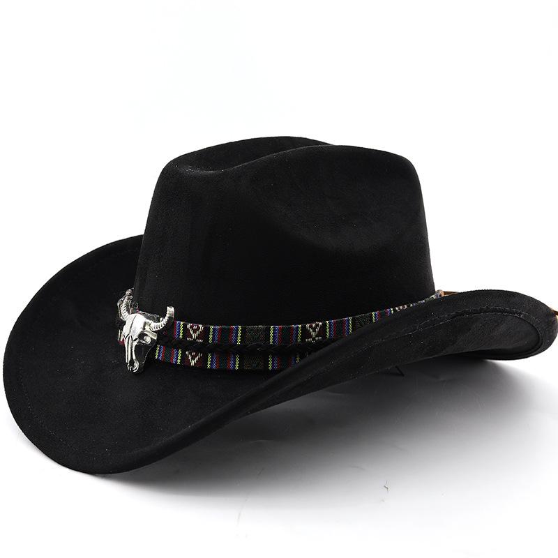 Classic suede brim western cowboy hat for men and women - outdoor travel hat with rolled brim, ethnic style fedora, felt hat