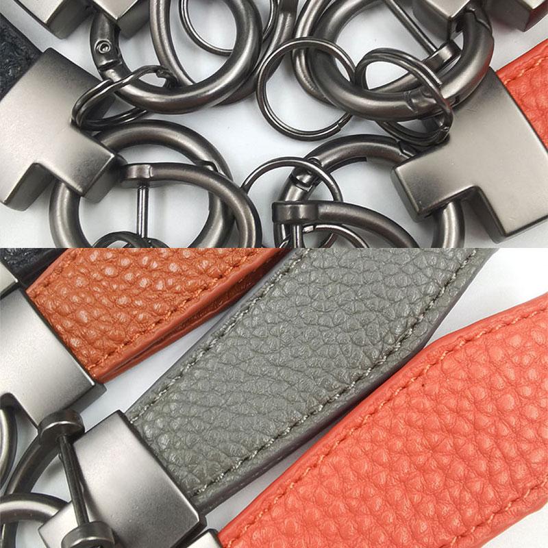 Leather metal buckle car key chain for Ssangyong Actyon Rexton Korando Rodius Kyron Tivoli Musso XLV Stavic Turismo Accessories
