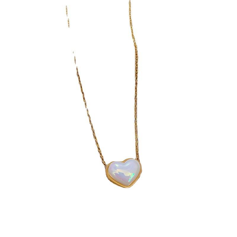 Titanium Steel Mermaid Ji Pearl Minimalist Wind Furnace Real Gold Necklace Female Collarbone Chain Accessories