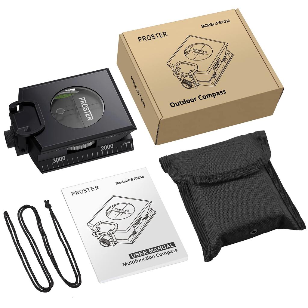 Proster Magnetic Zinc Alloy with IP65 Suitable for Outdoor Activities such as and Geology High-Precision Compass, Construction, Inclinometer,