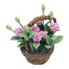 1:12 Scale Miniature Clay Flower Simulation Carnations Cane Basket Doll House Decoration