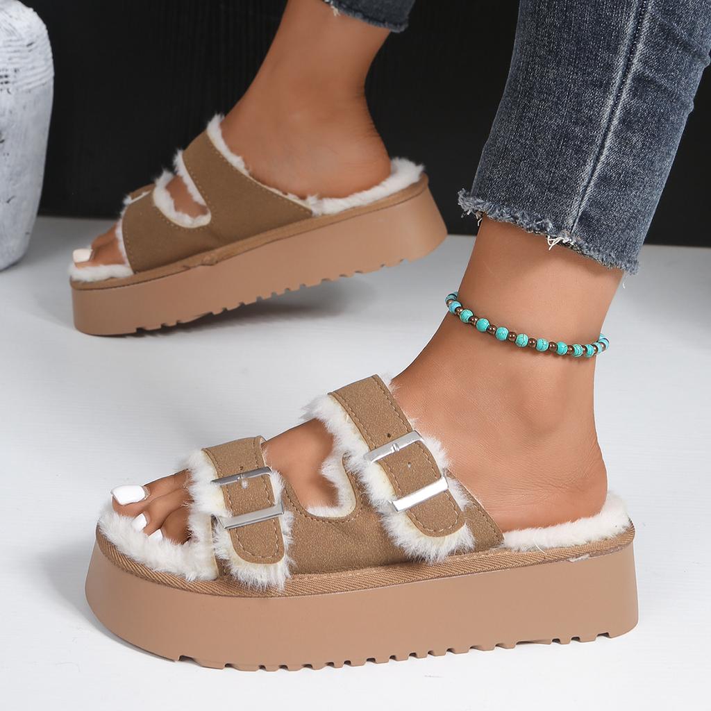 Women Slippers 2025 New Winter Platform Shoes for Women Spring Solid Sandals Slip on Comfortable Slippers Slides Women