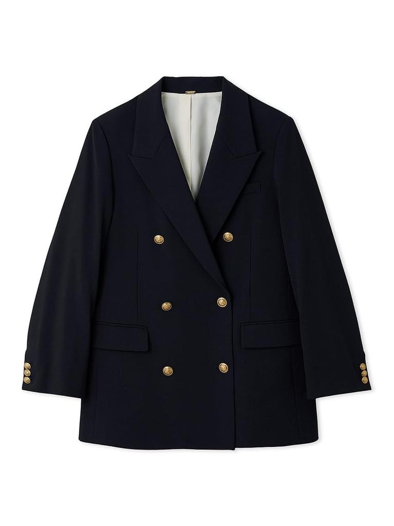 Mira Owen Gold Button Long Blazer 09WFJ254139 Women's Double-Breasted