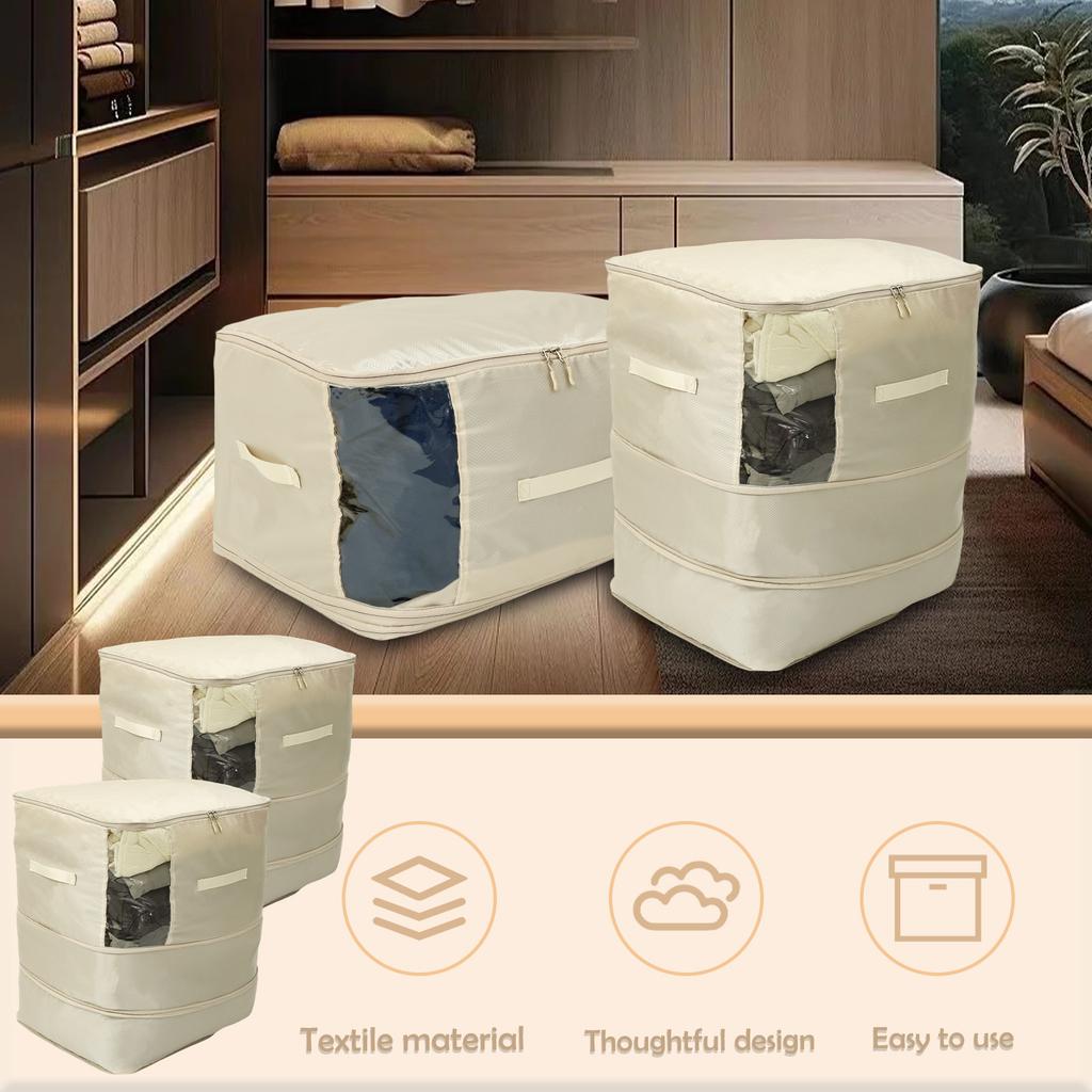 2Pcs Large Capacity Compression Organizer Cube Dustproof Foldable Storage Bag with Transparent Window Household Bedding Storage