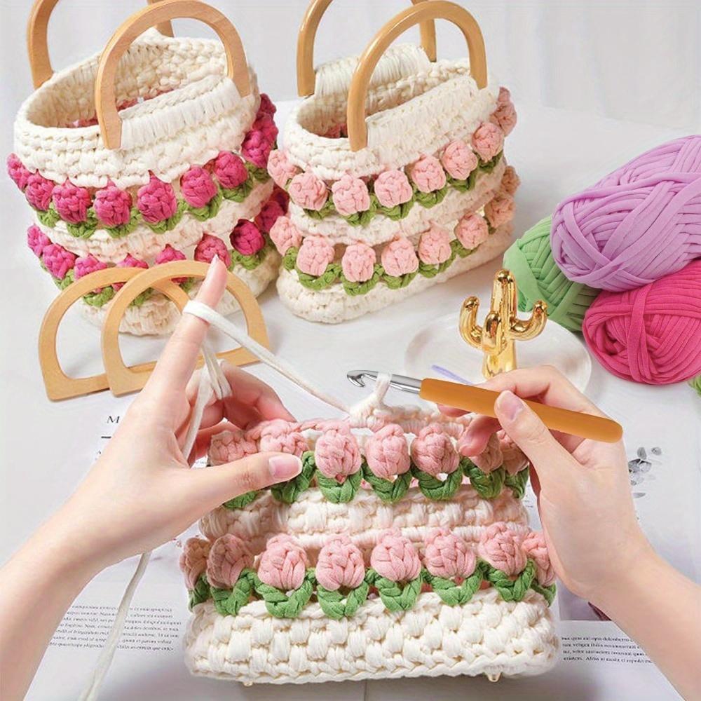 3pcs Solid Color Cloth Strips Thick Cloth Yarn Soft Colored Yarn for Hand DIY Bag Blanket Cushion Crocheting and Knitting Projects